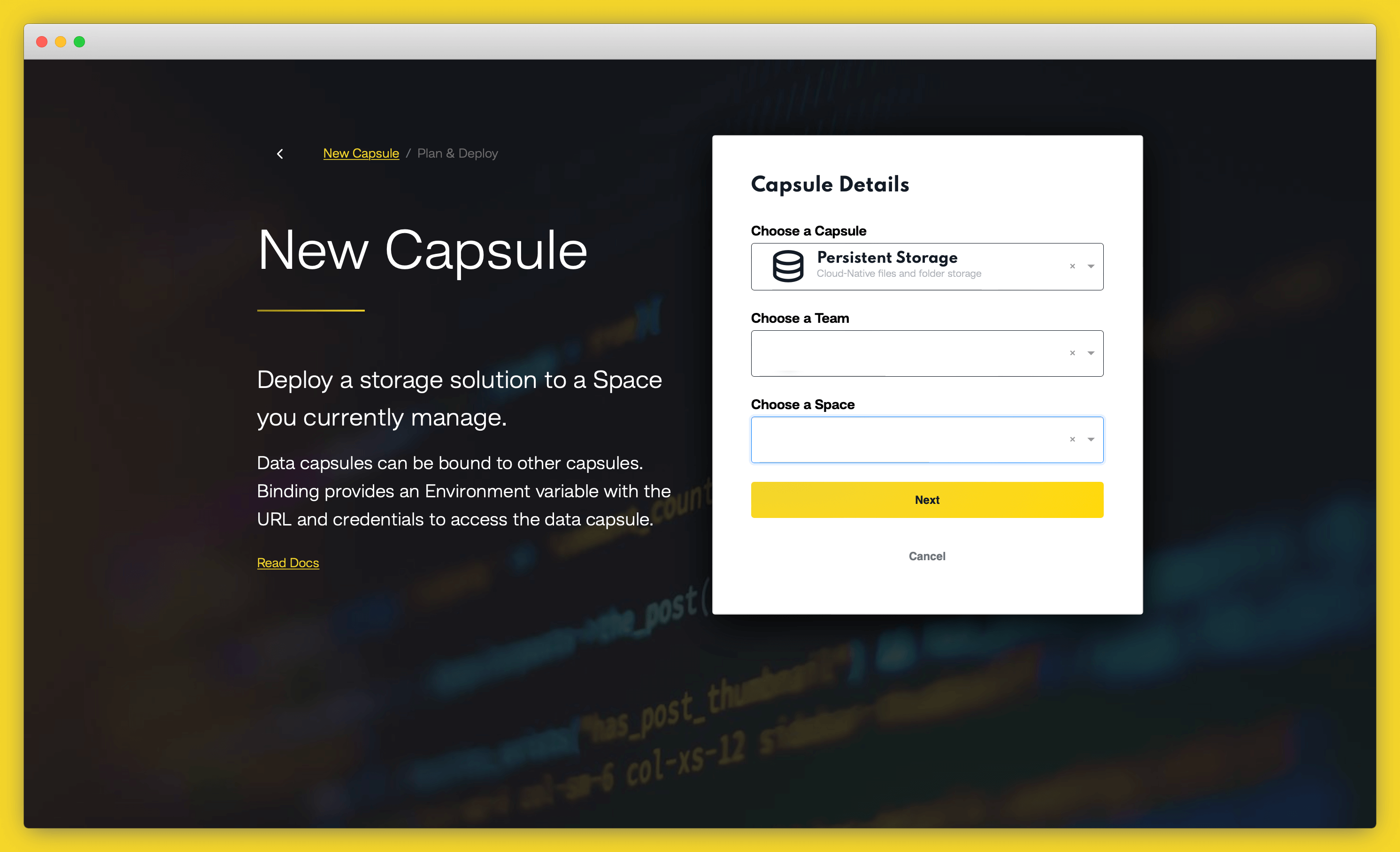 create persistent capsule