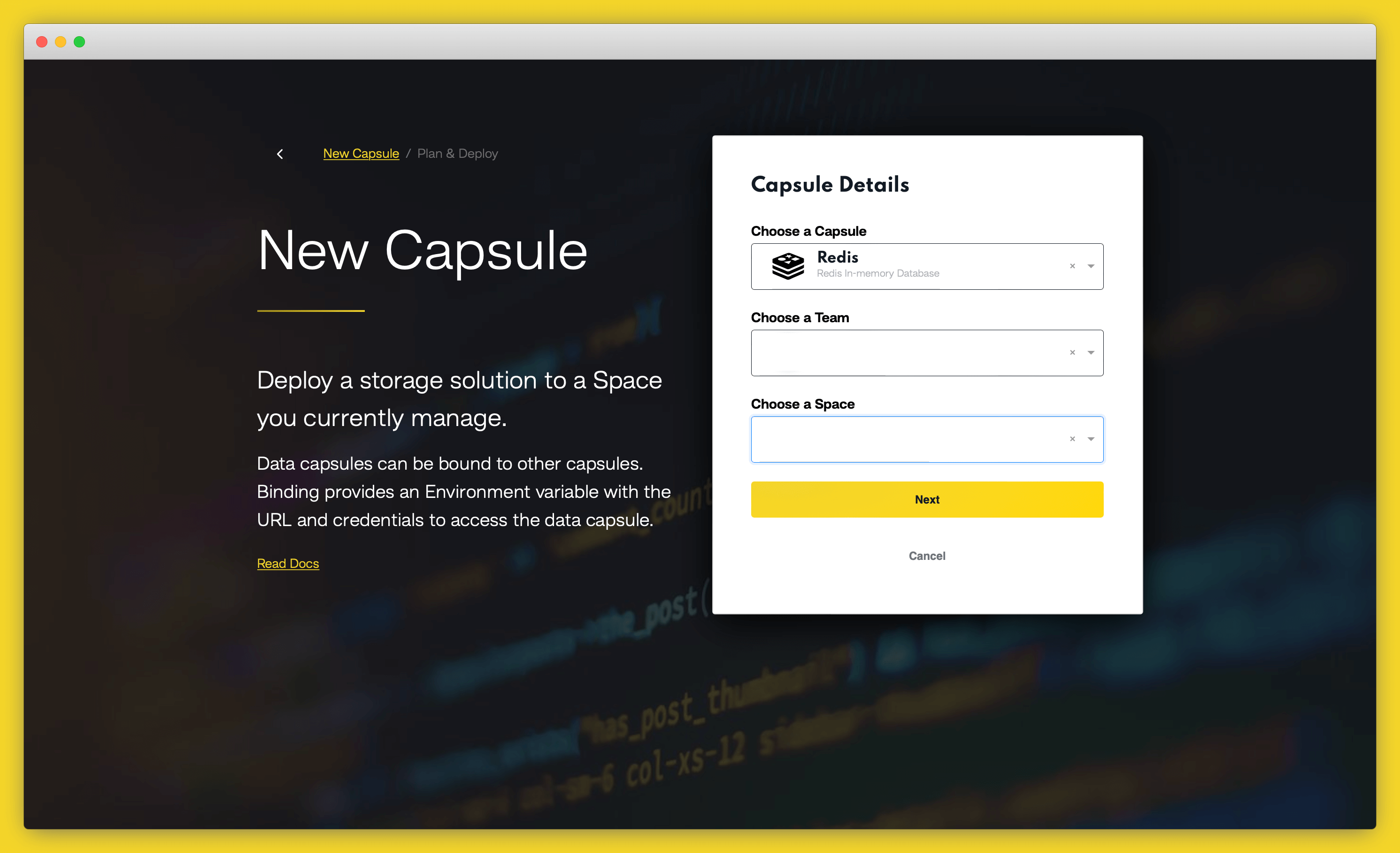 create redis capsule